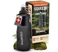 Bachgold® Squeeze Filtro Acqua - Ultraleggero Borraccia Filtrante con 500L Capacità | Rimuove Batteri, Virus & Microplastiche | per Campeggio, Sopravvivenza, Emergenza, Bushcraft (Grigio 500ml)