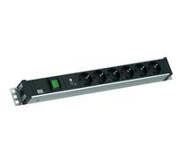 BACHMANN 19", 1,5U, 6 x CEE7/3, 1 x interruttore, 1 x SPD-Plus 2,0 m CEE7/7