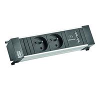 Bachmann 916.112 Ciabatta elettrica senza interruttore, in alluminio, nero contatto di protezione