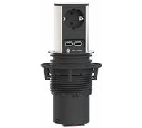 Bachmann 928017 - Ciabatta Elevator 1 presa Schuko, 2 porte USB, effetto acciaio inox, 1 pezzo