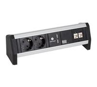 Bachmann - Desk 1 Interno 2presa (e) Ac 2m Nero, Argento Prolunghe E Multiple
