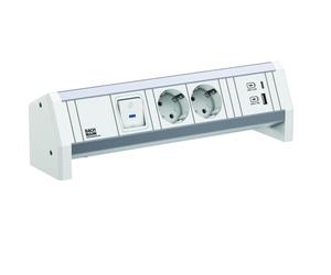 BACHMANN Desk 2 x CEE7/3 1 x interruttore 1 x USB A/C 22 W GST18 RAL9010