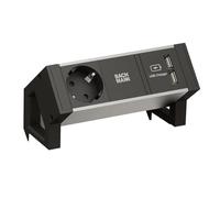 BACH 937.102 - DESK2 ALU BLACK 1x protective contact 1x USB-Charger GST18