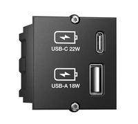 Bachmann Keystone modulo USB doppio caricatore 1 x USB-A, 1 x USB-C max. 22 W, 917227, nero