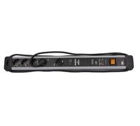 Bachmann CONNECTUS Ciabatta elettrica a 3 prese, 2 m, robusta presa multipla con spina C14 e fusibile da 10 A, colore: grigio, nero