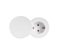 BACHMANN Presa da incasso + set di coperture, PIX, 1 presa bianca con 2 anelli decorativi (bianco e acciaio inossidabile) e cavo GST da 0,2 m (solo 45 mm di profondità)
