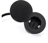 BACHMANN Presa da incasso + set di coperture, PIX, 1 presa di corrente nera con 2 anelli decorativi (nero, bianco) e cavo GST da 0,2 m (solo 45 mm di profondità)