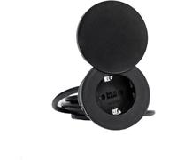BACHMANN Presa da incasso + set di coperture, PIX, 1 presa di corrente nera con 3 anelli decorativi (nero, bianco e acciaio inossidabile) e cavo da 2 m (solo 45 mm di profondità)