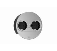 BACHMANN Presa da Incasso Twist 2 Rotonda 2 x 2 m Cavo Presa da Tavolo per Cucina e Ufficio, Argento 946.008 (con Apertura Automatica, Rivestimento Anti-Impronte e Cover Rimovibile)