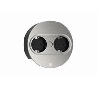 BACHMANN Presa da incasso TWIST 2 rotonda 2 x 2 m cavo presa da tavolo per cucina e ufficio, effetto acciaio inox 946.000 (con apertura automatica, rivestimento anti-impronte e copertura rimovibile)