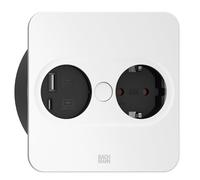BACHMANN Presa da Incasso Twist a 2 angolari, 1 Presa con Cavo USB A e USB C da 2 m, per Cucina e Ufficio, Bianco 946.205 (con Apertura Automatica e Rivestimento Anti-Impronte)