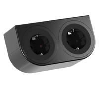 BACHMANN Presa per mobili PIX HOLDER DOUBLE, prese per il fissaggio al mobile, 2 prese, cavo da 2 m, colore nero (presa robusta, prodotta in Germania)