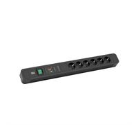 Bachmann - Presa Primo 2-6 Vie con Interruttore e Dispositivo Completamente protetto 6 Vie Presa in Alluminio con Interruttore in Nero, Lunghezza Cavo 2 m HO5VV-F 1,50 mm²