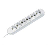 SMART 6x Schuko H05VV-F 3G 1.50mm² 16A/3680W 5m prolunghe e multiple 6 presa(e) AC Bianco, Ciabatta bianco, 5 m, 6 presa(e) AC, Plastica, Bianco, 3680 W, 16 A