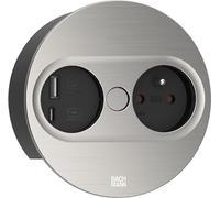 BACHMANN Twist 2 1 x UTE 1 x USB A/C 22 W 2 m AEH Effetto Acciaio Inox Rotondo