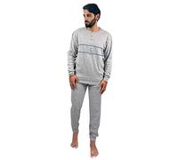 Baci & Abbracci Pigiama Uomo Invernale Lungo in 100% Caldo Cotone Interlock Completo Notte 2 Pezzi con Polsini Elastici per Casa e Relax