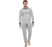 Baci & Abbracci Pigiama Uomo Invernale Lungo in 100% Caldo Cotone Interlock Completo Notte 2 Pezzi con Polsini Elastici per Casa e Relax