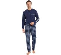 Baci & Abbracci Pigiama Uomo Invernale Lungo in 100% Caldo Cotone Interlock Completo Notte 2 Pezzi con Polsini Elastici per Casa e Relax