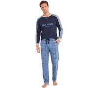 Baci & Abbracci Pigiama Uomo Invernale Lungo in 100% Caldo Cotone Interlock Completo Notte 2 Pezzi con Polsini Elastici per Casa e Relax