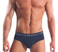 Baci & Abbracci Set 6 Slip Uomo Cotone Elasticizzato Mutande Uomo Cotone Underwear Intimo Uomo Blu Nero Grigio (BAO1103, XXL)