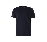 Baci & Abbracci T-shirt da uomo in cotone con bottoncini sullo scollo - blu scur