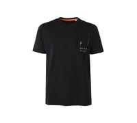 Baci & Abbracci T-shirt girocollo da uomo in cotone con taschino e zip - nero
