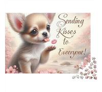 Baci Chihuahua Puzzles 1000 Pezzi Puzzle Classico es Bellissimo Puzzle Decorazione Sfida Chihuahua che Manda Baci Puzzles Colorato Attività Divertente per Casa 100% Cartone Recvcled 70x50cm
