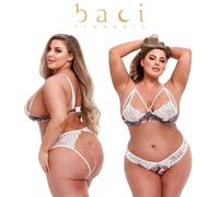 Baci COMPLETO INTIMO Floreale Grey Floral & Lace Bra Set with Open Back Panty Q