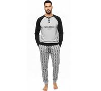 Baci e Abbracci Pigiama Uomo Invernale Lungo in 100% Caldo Cotone Interlock Completo Notte 2 Pezzi con Polsini Elastici per Casa e Relax