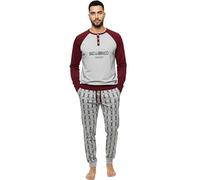 Baci e Abbracci Pigiama Uomo Invernale Lungo in 100% Caldo Cotone Interlock Completo Notte 2 Pezzi con Polsini Elastici per Casa e Relax