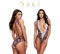 Baci Grey Floral & Lace Teddy M/L