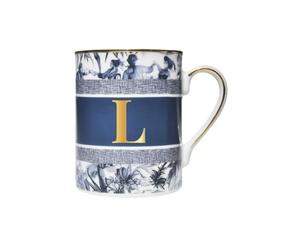 Baci Milano Mug porcellana collezione Versailles pattern a toile de jouy - Lettera L