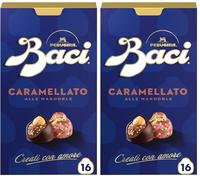 BACI PERUGINA Caramellato alle Mandorle Cioccolatini Fondenti ripieni al Gianduia, Scatola 200g (Confezione da 2)