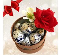 Baci Perugina Idee Regalo Per La Festa Del Papà 2024 - Cofanetto + 120gr di Baci Perugina Classico Fondente Luisa + Rosa Decorativa (TONDO NATALE)
