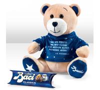 Baci Perugina Peluche Orso con T-Shirt Blu e Dedica F.S. Fitzgerald, 20x18,5x17 cm, Include Cioccolatini Fondente Luisa 37,5g, Idea Regalo San Valentino