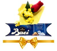Baci Perugina Regalo Donna - Baci Perugina Classico 37,5gr + Bouquet Mimosa Finta + Bocciolo Rosa Rossa - Regalo Mamma|Amica|Nonna