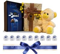 Baci Perugina Regalo Festa della Donna 2025- Orsacchiotto "Occhi Dolci" Con Mimosa + Baci Perugina Classici Bag 125gr - Confezione Regalo (Baci Perugina 125gr)