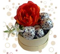 Baci Perugina Regalo Festa Della Mamma 2024 - Scatola Cofanetto Tondo Panna + 130gr Cioccolatini Baci Perugina Classico + Rosa Artificiale Pesca (TONDO PANNA)