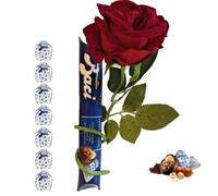 Baci Perugina Regalo San Valentino e Festa della Donna 2025 - Tubo Cioccolatini Fondenti 87,5gr + Rosa Rossa Velluto