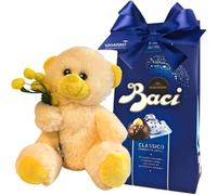 Baci Perugina RegaloFesta del Papà 2025 - Peluche Orsetto "Occhi Dolci" + Baci Perugina 125 Grammi|Regalo Uomo|Papà|Donna (BACI PERUGINA)