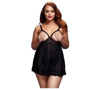 Babydoll taglia plus con aperture e pois - nero (XL-XXL)