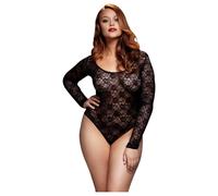 Body in Pizzo a Maniche Lunghe BACI Plus Size - Nero (XL-XXL)