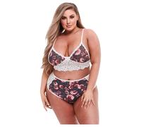 Baci Taglie Forti - Set Reggiseno Floreale in Pizzo con Vita Alta