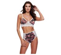 Set Intimo Baci in Pizzo Floreale con Reggiseno e Slip a Vita Alta - M/L