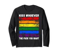 bacia Chi Vuoi Bandiera Arcobaleno LGBTQI Maglia a Manica