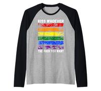 bacia Chi Vuoi Bandiera Arcobaleno LGBTQI Maglia con Maniche Raglan