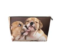 Bacia i cuccioli di bulldog inglese, Borsa per il trucco Borsa per cosmetici Borsa da toilette da viaggio portatile Borsa da toilette