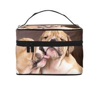 Bacia i cuccioli di bulldog inglese, Borsa per il trucco Borsa per cosmetici Borsa da toilette da viaggio portatile Astuccio per matite Astuccio da toilette