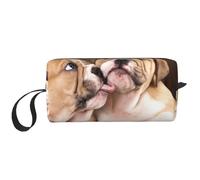 Bacia i cuccioli di bulldog inglese, Borsa per il trucco Borsa per cosmetici Borsa da toilette da viaggio portatile Borsa per trucco Organizer