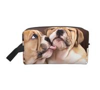Bacia i cuccioli di bulldog inglese, Borsa per il trucco Borsa per cosmetici Borsa da viaggio portatile da viaggio Borsa per trucco Organizer